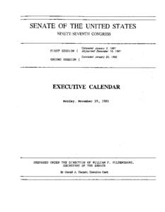 SENATE OF THE UNITED STATES NINETY-SEVENTH CONGRESS FIRST SESSION { SECOND SESSION {