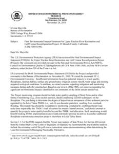 Upper Truckee River Restoration and Golf Course Reconfiguration Project, Final Environmental Impact Statement