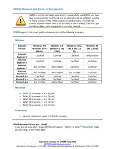 DORIIS minimum web browser requirement