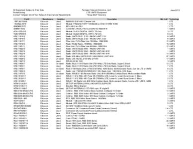 All Equipment Subject to Prior Sale Partial Listing Contact Tempest for All Your Telecom Inrastructure Requirements Part #  1/BFL901009/4