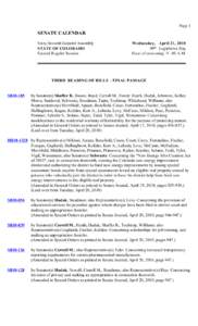 Page 1  SENATE CALENDAR Sixty-Seventh General Assembly STATE OF COLORADO Second Regular Session