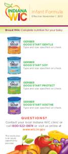 Infant Formula Effective November 1, 2012 Breast Milk: Complete nutrition for your baby  GERBER