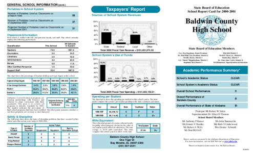 ALSED Report Card for Year 2001