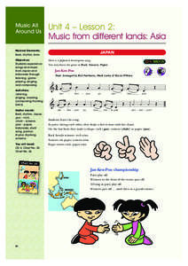 Music All Around Us Unit 4 – Lesson 2: Music from different lands: Asia