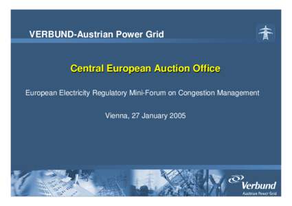 VERBUND-Austrian Power Grid  Central European Auction Office European Electricity Regulatory Mini-Forum on Congestion Management Vienna, 27 January 2005
