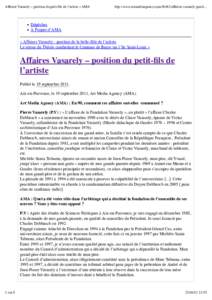 Affaires Vasarely – position du petit-fils de l’artiste « AMA