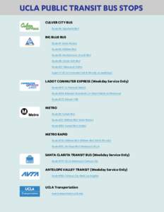 UCLA PUBLIC TRANSIT BUS STOPS CULVER CITY BUS Route #6: Sepulveda Blvd BIG BLUE BUS Route #1: Santa Monica