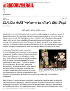 CLAUDIA HART Welcome to Alice’s Gift Shop! | The Brooklyn Rail MAILINGLIST ArtSeen
