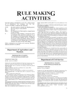 RULE MAKING ACTIVITIES Each rule making is identified by an I.D. No., which consists of 13 characters. For example, the I.D. No. AAM[removed]E indicates the following: