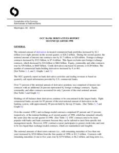 Comptroller of the Currency Administrator of National Banks Washington, DC[removed]OCC BANK DERIVATIVES REPORT SECOND QUARTER 1998