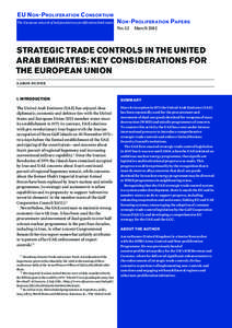 EU N on -P roliferation C onsortium The European network of independent non-proliferation think tanks N on -P roliferation Papers  No. 12 March 2012