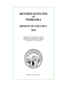 REVISED STATUTES OF NEBRASKA REISSUE OF VOLUME[removed]