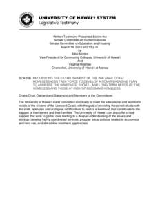 Written Testimony Presented Before the Senate Committee on Human Services Senate Committee on Education and Housing March 19, 2010 at 2:15 p.m. by John Morton