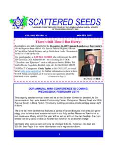 SCATTERED SEEDS PUBLISHED FOUR TIMES PER YEAR BY THE JEWISH GENEALOGICAL SOCIETY OF PALM BEACH COUNTY, INC. VOLUME XIV NO. 4