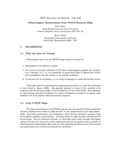 WHP Operations and Methods { July[removed]Meteorological Measurements from WOCE Research Ships Peter Taylor James Rennell Centre for Ocean Circulation Chilworth Research Centre, Southampton, SO1 7NS, UK