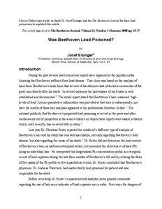 ClassicsToday.com wishes to thank Dr. Josef Eisinger and the The Beethoven Journal for their kind permission to republish this article. This article appeared in The Beethoven Journal, Volume 23, Number 1 (Summer[removed]pp 15-17