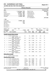 IPC - EUROPEAN CUP FINAL  Super-G I ALPINE SKIING FOR THE DISABLED Official Results