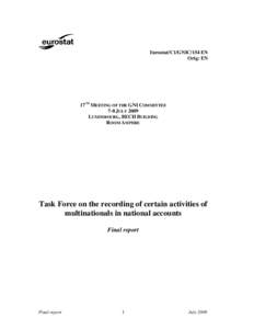 Final report Task Force on the recording of certain activities of multinationals in national accounts