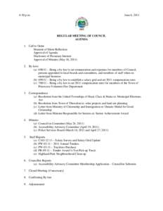 6:30 p.m.  June 6, 2011 REGULAR MEETING OF COUNCIL AGENDA