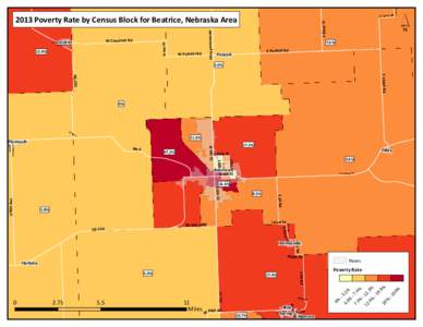 S 1 48 R d[removed]Poverty Rate by Census Block for Beatrice, Nebraska Area W 58th Rd  12.4%