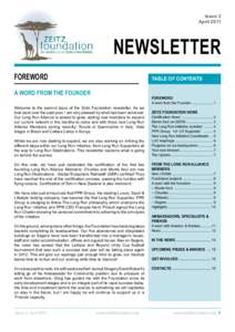 Issue 2 April 2011 NEWSLETTER FOREWORD