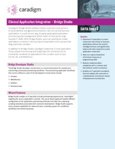 Clinical Application Integration – Bridge Studio Caradigm’s Bridge Studio software allows customers and partners to build identity management connectors into clinical and business applications in a self-service way, 