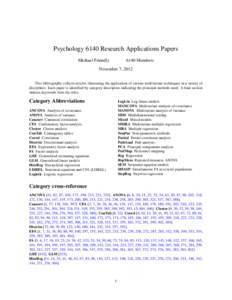 Psychology 6140 Research Applications Papers Michael Friendly