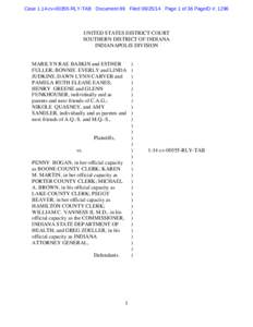 Case 1:14-cv[removed]RLY-TAB Document 89 Filed[removed]Page 1 of 36 PageID #: 1296  UNITED STATES DISTRICT COURT SOUTHERN DISTRICT OF INDIANA INDIANAPOLIS DIVISION