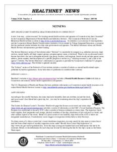 HEALTHNET NEWS  A newsletter for public librarians and others interested in consumer health information services Volume XXII Number 4