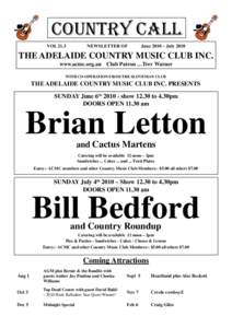 Adelaide Country Music Club Country Call JuneJuly 2010 Issue - Vol 21.3