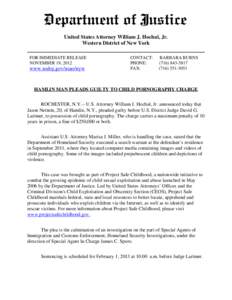United States Attorney William J. Hochul, Jr. Western District of New York FOR IMMEDIATE RELEASE NOVEMBER 19, 2012  www.usdoj.gov/usao/nyw