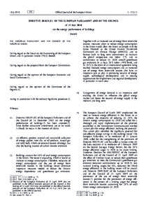 Directive[removed]EU of the European Parliament and of the Council of 19 May 2010 on the energy performance of buildings