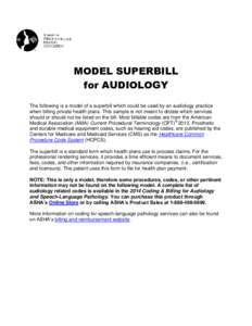 Model Superbill Audiology 2014