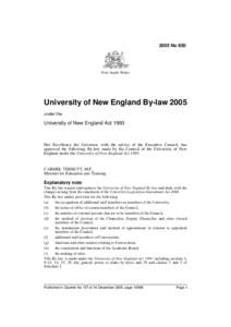 2005 No 850  New South Wales University of New England By-law 2005 under the