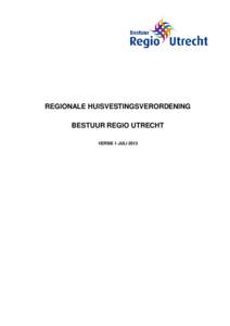 REGIONALE HUISVESTINGSVERORDENING