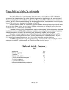 Idaho / St. Maries River Railroad / Operation Lifesaver / Eastern Idaho Railroad / Union Pacific Railroad / BG&CM Railroad / Rail transportation in the United States / Transportation in the United States / Transportation in North America