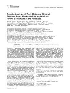 AMERICAN JOURNAL OF PHYSICAL ANTHROPOLOGY 132:000–[removed]Genetic Analysis of Early Holocene Skeletal