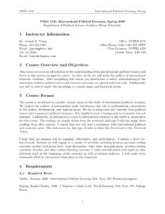 POLS 372i  International Political Economy–Young POLS 372i: International Political Economy, Spring 2009 Department of Political Science, Southern Illinois University