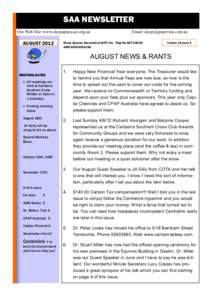 SAA NEWSLETTER Our Web Site: www.sleepapnea-act.org.au AUGUSTEmail: 