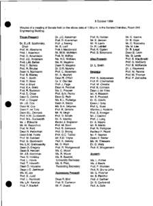 @  6 October 1999 Minutes of a meeting of Senate held on the above date at 1:30 p.m. in the Senate Chamber, Room 245 Engineering ~uilding.