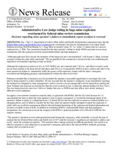News Release  U.S. Department of Labor For Immediate Release Office of Public Affairs Arlington, Va.