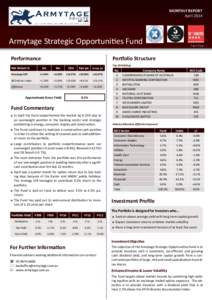 MONTHLY REPORT April 2014 ESTArmytage Strategic Opportuni!es Fund Performance