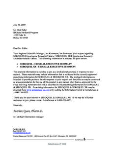 July 31, 2009 Mr. Bob Faller ID State Medicaid Program 3232 Elder St Boise, ID 83705