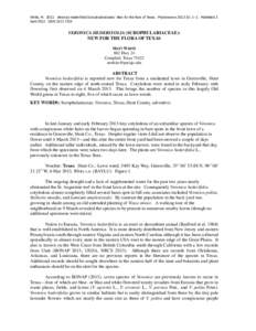 White, MVeronica hederifolia (Scrophulariaceae): New for the flora of Texas. Phytoneuron: 1–3. Published 2 AprilISSN 2153 733X VERONICA HEDERIFOLIA (SCROPHULARIACEAE): NEW FOR THE FLORA OF TEXAS 