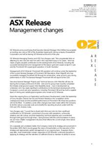 16 NOVEMBER[removed]ASX Release Management changes