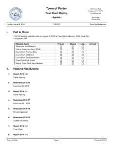 Board - Town Board Meeting - Aug 8, 2016 7:00 PM