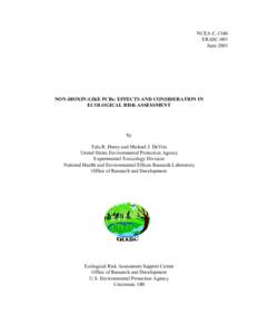 EPA: OSWER: Risk Assessment: Non-Dioxin-Like PCBs: Effects and Consideration In Ecological Risk Assessment