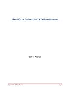 Sales Force Optimization: A Self Assessment
