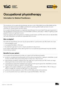 WorkSafe Victoria / Victorian Workcover Authority / Therapy / Health sciences / Allied health professions / Physical therapy / Medicine / Health / Rehabilitation medicine