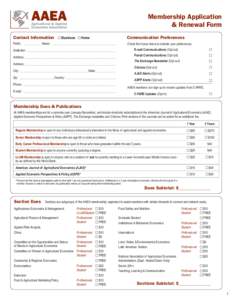 Membership Application & Renewal Form Contact Information Business